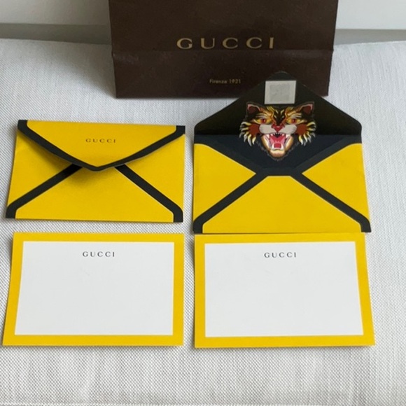 Gucci  LOGO brown small gift bag and Yellow and Black Envelope Set - Picture 6 of 13
